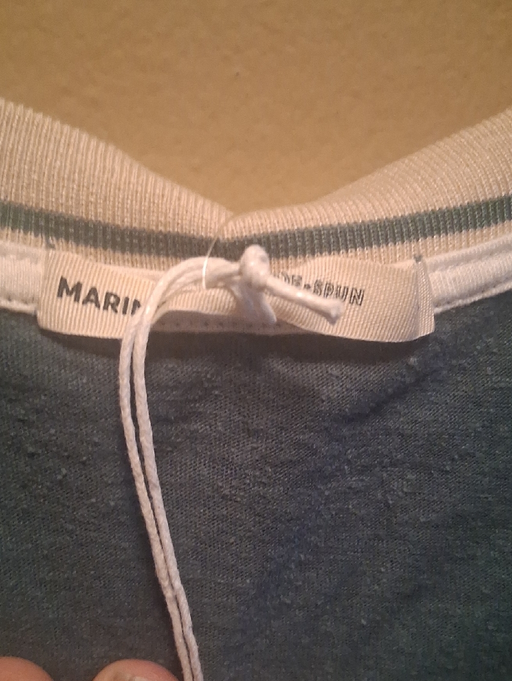 Marine Layer Mallard Green Varsity Tee  Pullover with Creme Trim L